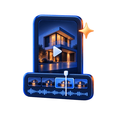 Property video being shaped on an editing timeline